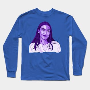 Alexandria Ocasio-Cortez Purple Portrait Long Sleeve T-Shirt